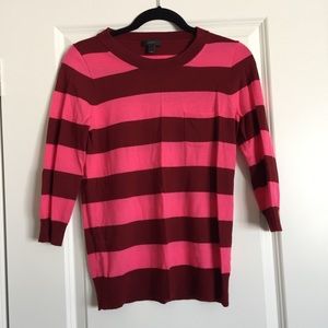 J Crew pink & maroon stripe sweater